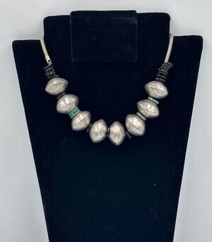 Giles & Brother New York Chunky Choker Crystal Silver Plated Necklace Statement